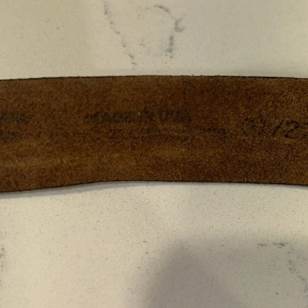 Child Size Soft Brown Leather Belt with American Flag Buckle